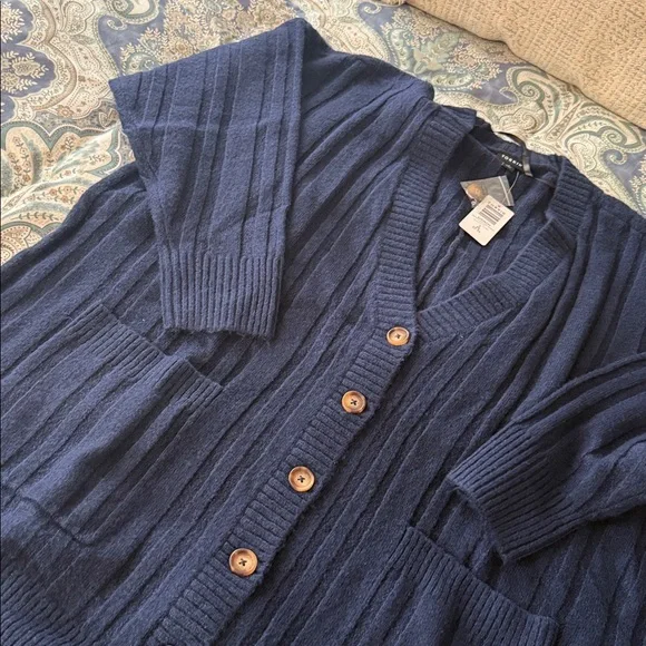 Torrid Deep Blue Ribbed Cardigan - Picture 3 of 4